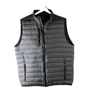 Elevate Sport Vest Men's XL Gray Quilted Down Filled Sleeveless Full Zip